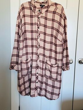 torrid Dusty Pink Plaid Button-Up shirt dress